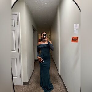 Windsor Off-Shoulder Dark Teal Prom Dress